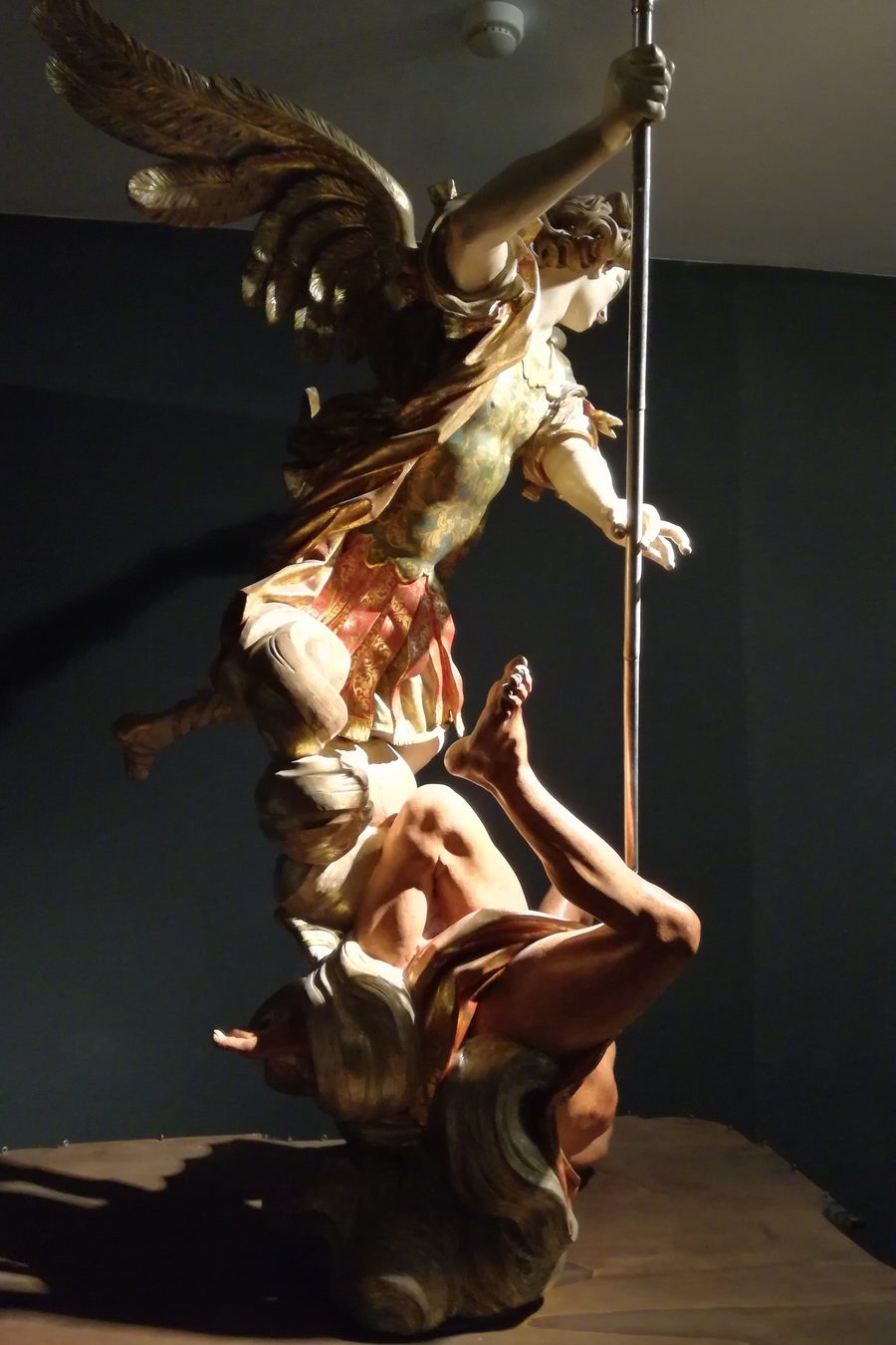 Sculpture of the Archangel Michael in the Oratorio di San Michele Arcangelo in Celle Ligure