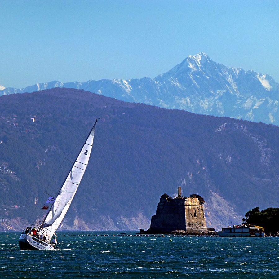 Portovenere on the Golfo dei Poeti with coast and bay