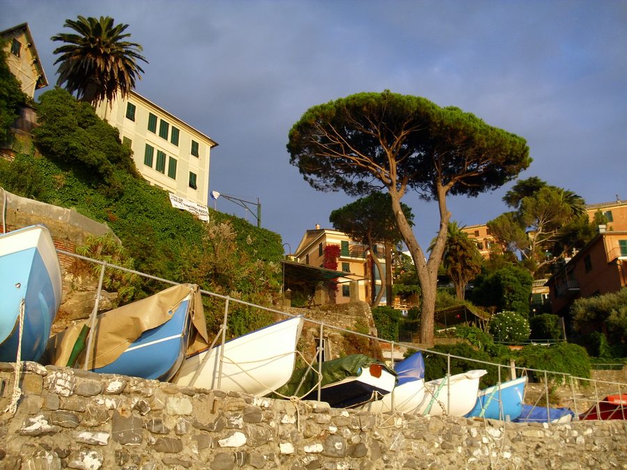 Beach and coastline of Recco in Golfo Paradiso