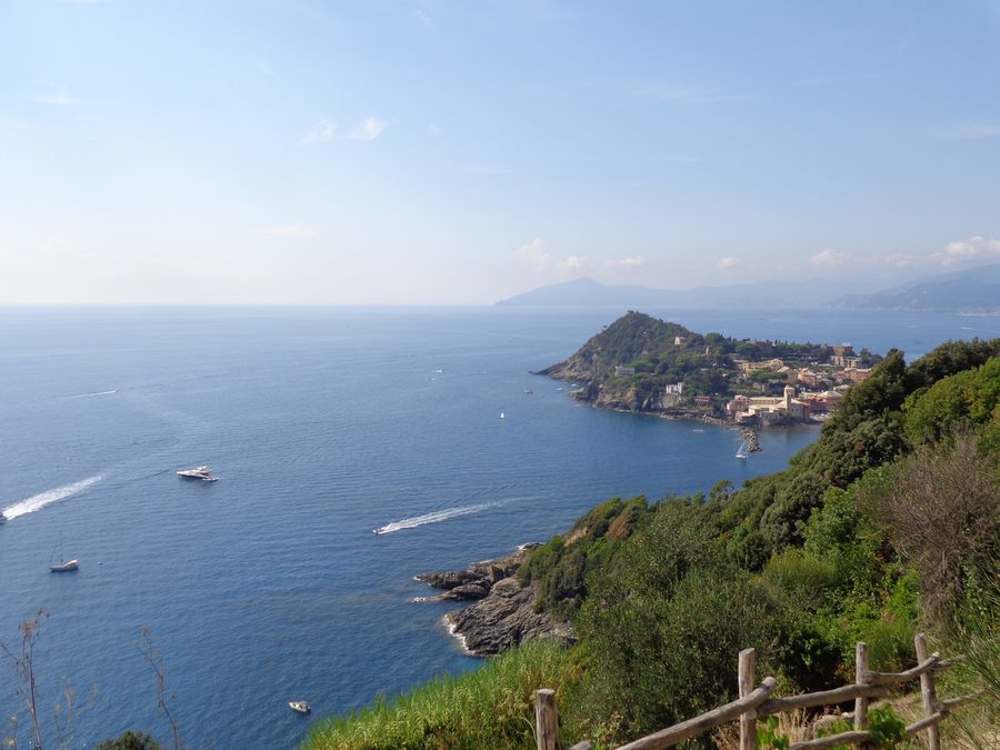 View from Punta Manara of Sestri Levante and the Baia del Silenzio