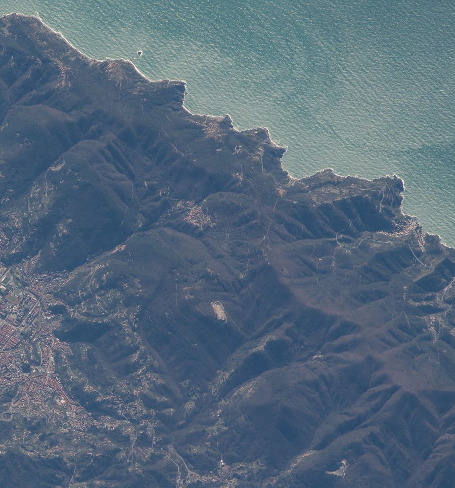 Landscape of Tramonti di Biassa with Biassa, Schiara and the Cinque Terre coast